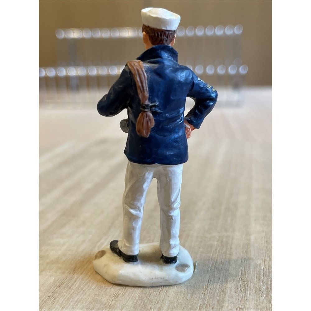 Lemax Christmas Village Sailor Man White Hat Carrying Rope Nautical Retired - Picture 2 of 3